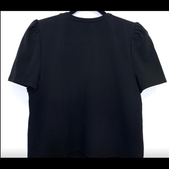 BCBG PEARLESCENT PUFF SLEEVE SHORT SLEEVE TOP - Picture 11 of 13